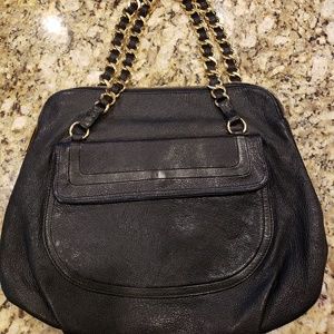 Navy Blue Marc Jacobs Handbag with Heavy Gold